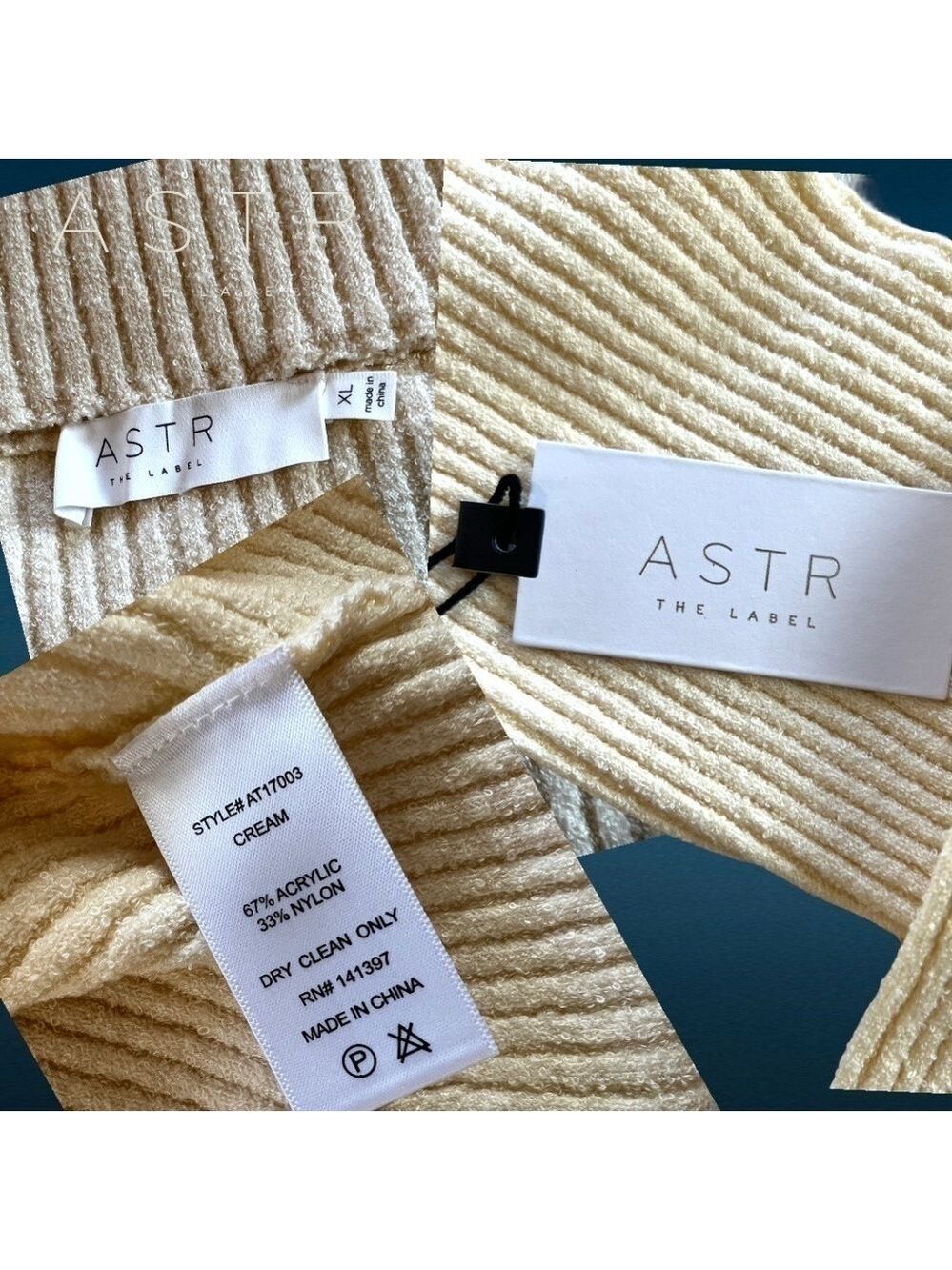 ASTR THE LABEL Mock Neck Cross Front Long Sleeve Sweater in Cream NWT/XL - Picture 11 of 14